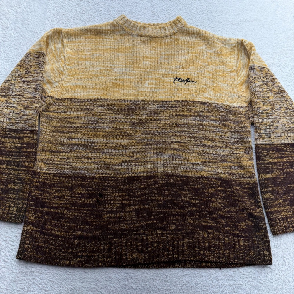 Vintage Phat Farm Mens Large Colorblock‎ Marled Acrylic Crewneck Sweater Brown L
